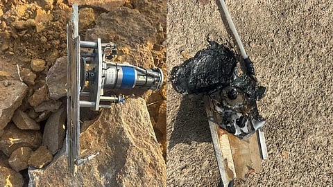 A large drone had been hovering over villages near the border since the early hours, later drifting towards Khawda before crashing and exploding in a nearby park, said sources.