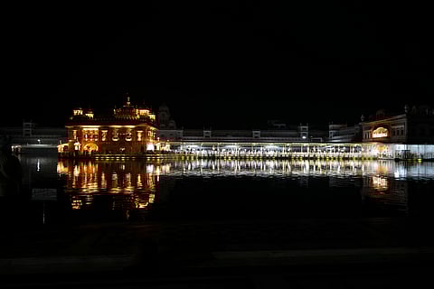 A view of a blackout at the Golden Temple premises, amid escalating tension between India and Pakistan, in Amritsar, Punjab, Thursday, May 8, 2025.