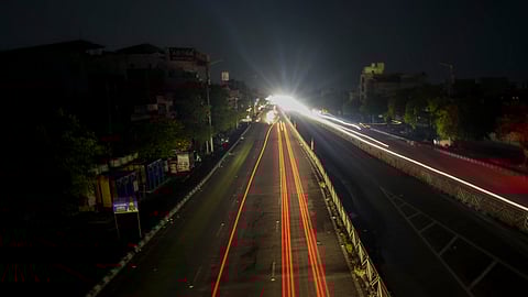 View of a blackout enforced in the city, amid escalating tension between India and Pakistan, in Amritsar, Punjab.