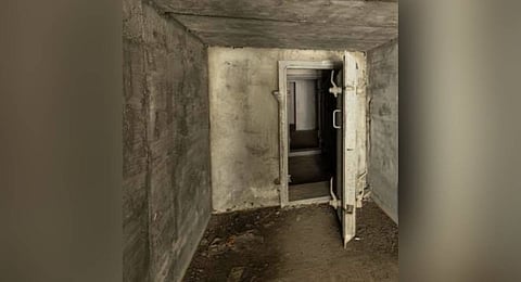 A representational image of a basement bunker.