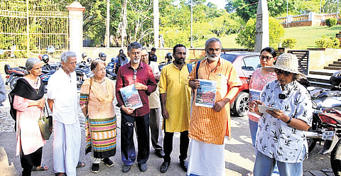 Green activists staging protest at Kanakakunnu on Saturday demanding
protection of heritage grounds and plants on Saturday
