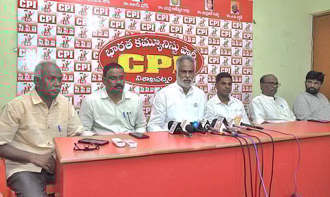 CPI State Assistant Secretary JV Satyanarayana Murthy held a press conference at the CPI office in Visakhapatnam on Monday.