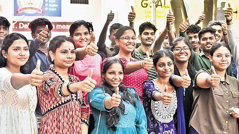 Students and teachers at Everwin Vidyashram School at Kolathur in Chennai overjoyed at the Class 12 results, which were announced on Tuesday.