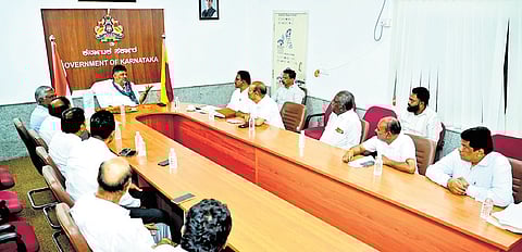 DCM DK Shivakumar meets contractors in Bengaluru on Tuesday