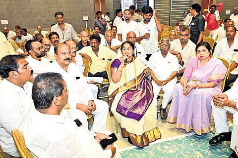Elections to handloom cooperative societies in AP will be held before the Dasara festival, announced Minister for Handlooms and Textiles S Savitha.