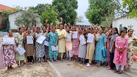 Dantewada students celebrate the exam results.