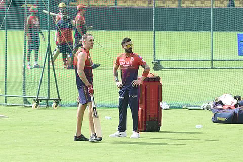 Virat Kholi during a training session in Bengaluru on Friday