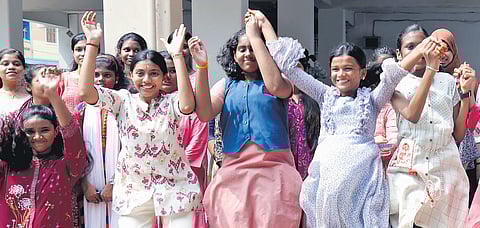 Students of Everwin Matriculation school in Chennai jumped in joy after results were declared on Friday