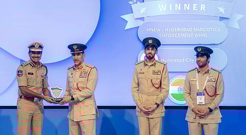 Hyderabad Commissioner of Police CV Anand representing Hyderabad Narcotics Enforcement Wing (HNEW) was awarded "Excellence in Anti-Narcotics Award" at World Police Summit (WPS) organised by Dubai Police