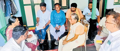 Human Rights Forum, Rythu Swarajya Vedika and BC Welfare Association leaders interact with the family deceased farmer at Kanchili in Srikakulam district