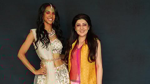 A Miss World contestant along with designer Archana Kochhar