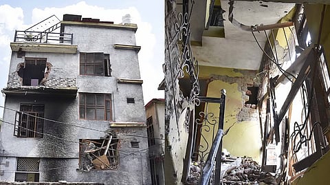 A house in Poonch pounded by shells; An inside view of a house in Poonch that was badly damaged in Pakistani shelling.