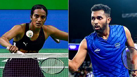 (L-R) A collage of ace Indian shuttlers PV Sindhu and HS Prannoy.