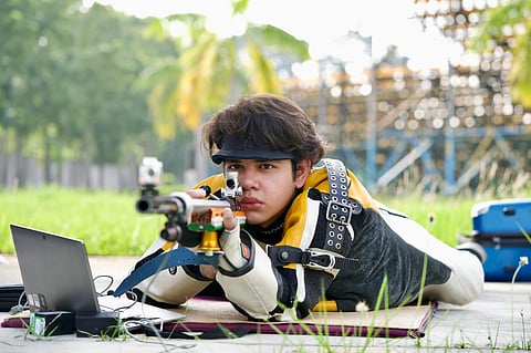 Shooter Adriyan Karmakar in action