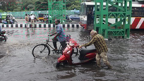 Heavy Rain lashed at Convent Junction in Visakhapatnam on Tuesday.