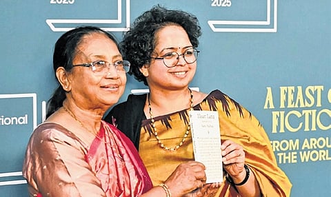Writer Banu Mushtaq and translator Deepa Bhasthi at the Booker Prize award ceremony in London