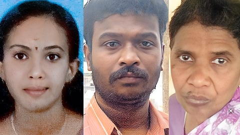 Thushara, Thushara’s husband Chandulal, and mother-in-law Geetha Lali