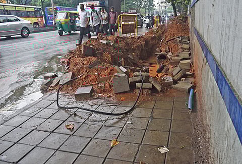 The JC Road footpath was dug up for cable work