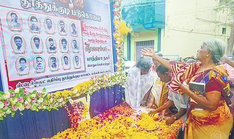 Residents of Fatima Nagar, Thoothukudi, offering prayers in memory of the victims who lost their lives during the anti-Sterlite protest