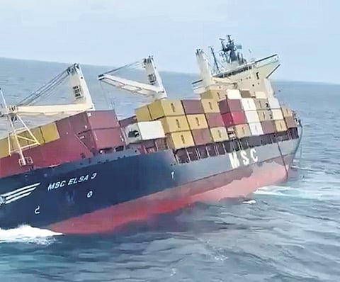 The Liberian container vessel that listed off the Kochi coast