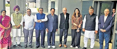 The Indian delegation, led by BJP MP Ravi Shankar Prasad in France.