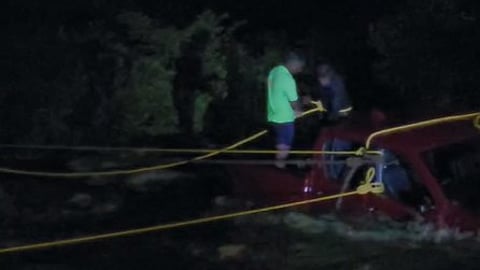 After nearly six hours of struggle, three men, including an Anti-Poaching Watcher (APW), who were stuck in a multipurpose vehicle (Isuzu truck) in a flood.