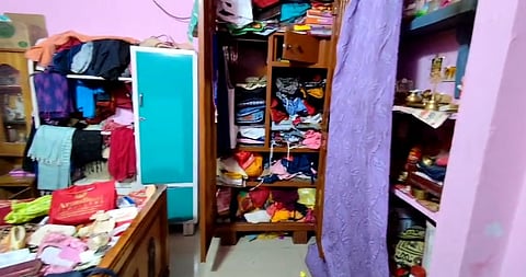 The condition of the room after the loot.