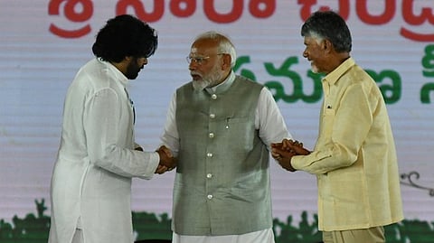 Chief Minister N Chandrababu Naidu and Deputy CM Pawan Kalyan on Sunday praised Prime Minister Narendra Modi’s “bold and visionary leadership”.