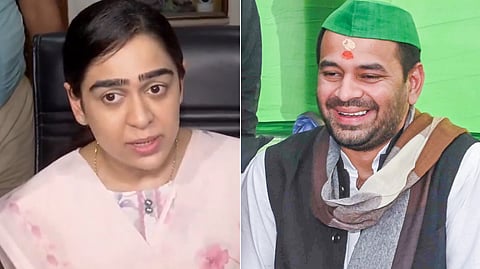 Tej Pratap Yadav (R) and his estranged wife Aishwarya Rai (L).