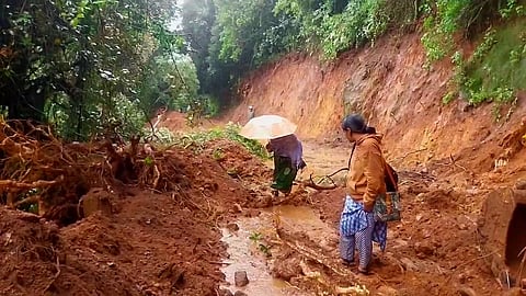 A landslide occurred at Bembatty near Ithalar in Nilgiris on Monday