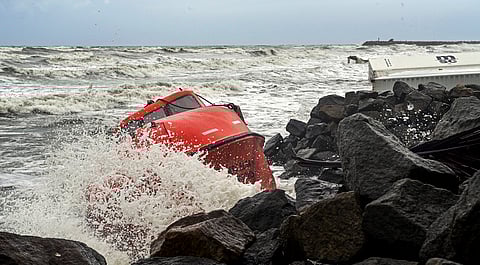 Containers from the Liberian cargo ship MSC ELSA 3 that sank off the Kochi coast drifted ashore in Kollam.