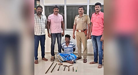 The suspect N Chandra Kumar (35) of Keelakaduvetti of Kalakadu in Tirunelveli district, arrested by Kovilpatti police.
