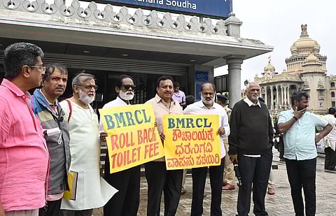 A protest against the toilet fee (Photo | Express)