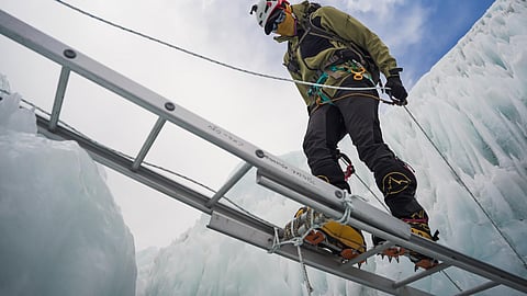 Vishwanath karthikey Padakanti at Camp 3 during his summit to Mount Everest