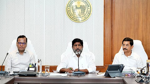 Deputy Chief Minister Mallu Bhatti Vikaramarka holds a review meeting with officials on the preparations for the Telangana Formation Day celebrations at Secretariat in Hyderabad