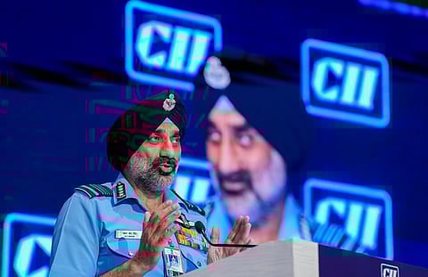 IAF Chief Air Chief Marshal A P Singh addresses the CII Annual General Meeting & Business Summit 2025, in New Delhi, Thursday, May 29, 2025.