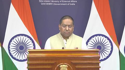 MEA Spokesperson Randhir Jaiswal addresses the weekly media briefing in New Delhi on Thursday, May 29, 2025.