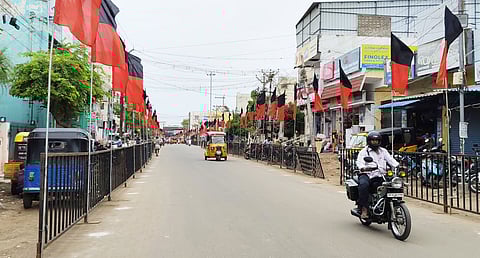 Preparation works for the Tamilnadu CM Road Show program are done at a paced manner in Madurai