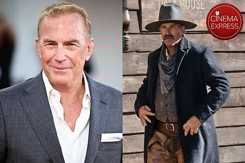 Kevin Costner (L), his character in the Horizon film.