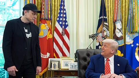 President Donald Trump speaks during a news conference with Elon Musk in the Oval Office of the White House, Friday, May 30, 2025, in Washington.