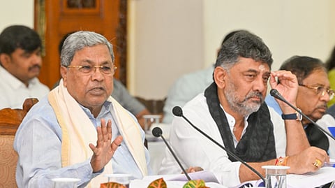 Chief Minister of Karnataka Siddaramaiah with DCM DK Shivakumar.