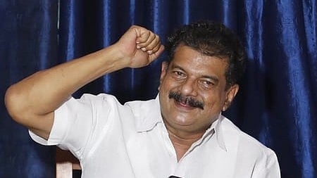 P V Anvar during a press conference in Malappuram.