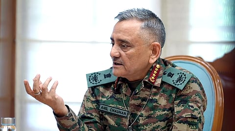 Chief of Defence Staff (CDS) General Anil Chauhan during a meeting in New Delhi.