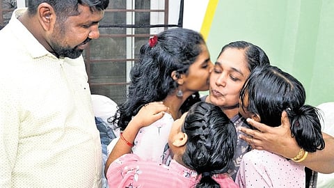 Inmates of child welfare council give an emotional farewell to Jayamma, a caregiver who retired after 23 years of service.