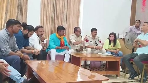 Dinesh Sharma, seated with Bajrang Dal activists at a private gym heard telling the gym owner, “Let me tell you clearly, no Muslim will come here (to the gym), neither for imparting training nor getting trained.”