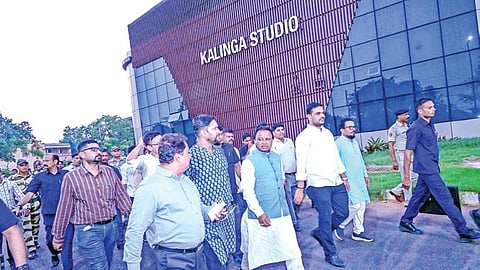 Chief Minister Mohan Charan Majhi visiting Kalinga Studio on Sunday.