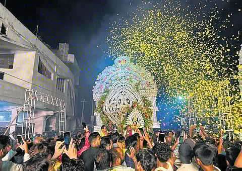 The deities during Nagara Parikrama in Sambalpur.