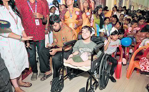 Mohammad Rayan who was the special guest at the Praveshanotsavam programme at Government HSS, Kavalayoor in Thiruvananthapuram on Monday