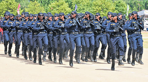 A contingent of commandos during Telangana Formation Day celebrations at Parade Ground in Hyderabad