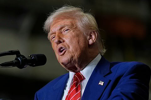 President Donald Trump speaks at U.S. Steel Corporation's Mon Valley Works-Irvin plant, Friday, May 30, 2025, in West Mifflin.